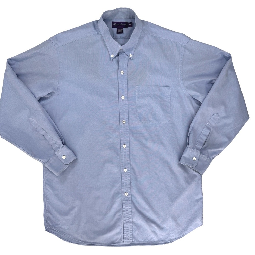 Ralph Lauren Purple Label Oxford Shirt Men Large Blue Long Sleeve Made in Italy